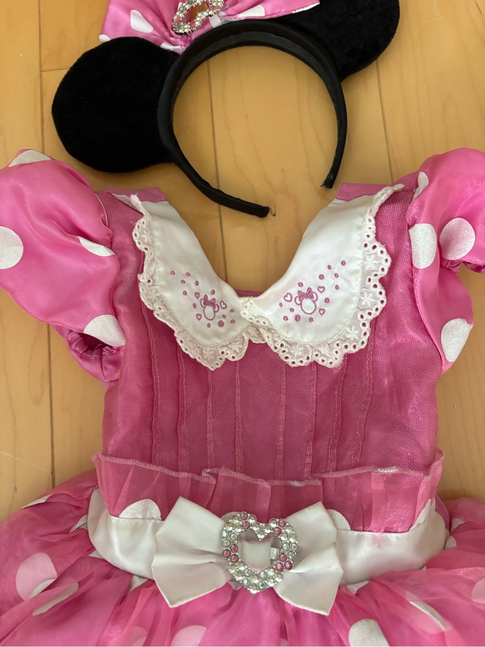 Disney Pink Polka Dot Minnie Mouse Costume with Ear Headband - Picture 2 of 6